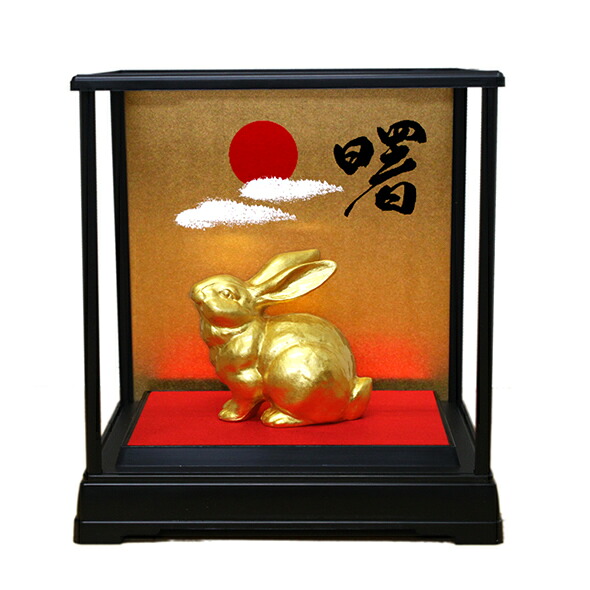 金箔貼 兎置物「曙/ガラスケース付」｜金箔屋本舗 Gold-Shop