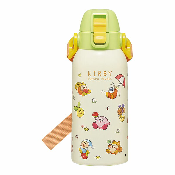 星のカービィ「ピクニック/ショルダーベルト付ダイレクトステンレスボトル 600ml」画像