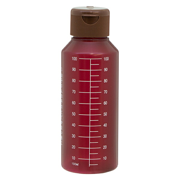 金鵄製作所【NK茶投薬瓶 100mL 白色目盛 ワンタッチキャップ（ブラウン：茶） 1箱（200本入）B33A0-000BR】キンシ 水剤瓶 おくすりボトル 茶瓶 茶色瓶 100cc容器