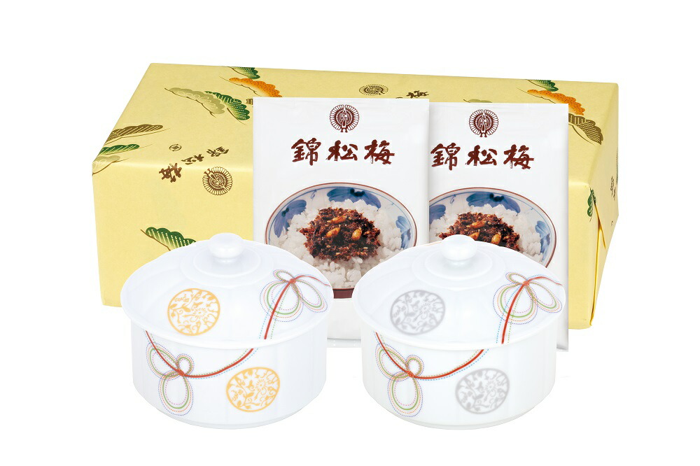 楽天市場】錦松梅 有田焼容器入（佃煮ふりかけ 90g×2袋） : 錦松梅
