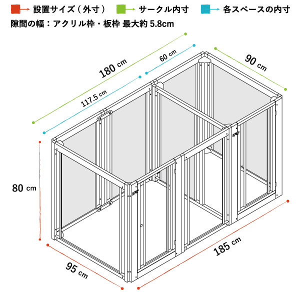 サークルプラス ツードア F 室内用 仕切り ドア付き キーヌス 多頭飼い