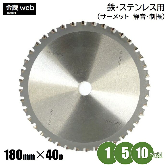 鉄工用 チップソー 外径180mm 刃数40P サーメット 静音 制振 鉄 ステンレス 金属 アングル 鉄鋼 防じん丸ノコ用 電気丸ノコ用 充電式丸ノコ用 丸鋸 丸のこ 替刃 替え刃