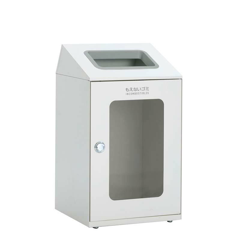 テラモト ニートSTF(ミエル) もえないゴミ用 オフホワイト 67L 角穴 スチール製 ゴミ箱 屑入れ 屋内用 分別回収 中が見える 窓付|金象本舗店