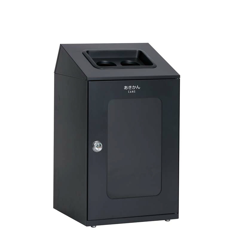 テラモト ニートSTF(ミエル) あきかん用 アーバングレー 67L 丸穴 スチール製 ゴミ箱 屑入れ 屋内用 分別回収 中が見える 窓付