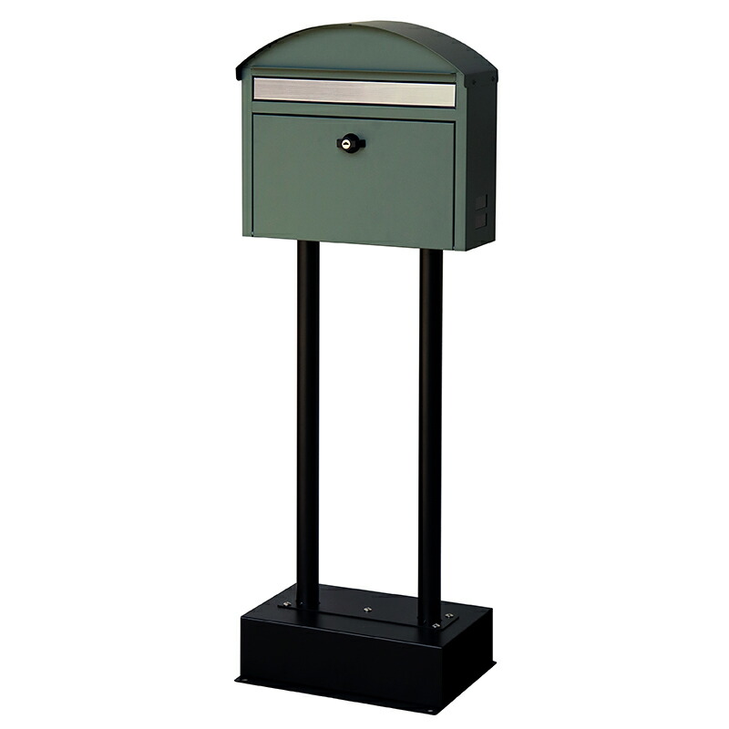 MJ PT DLA　スタンドポスト　郵便ポスト　グリーン 木目調郵便ポスト ダイヤル錠付き FH-614DM(MBK) グリーンライフ