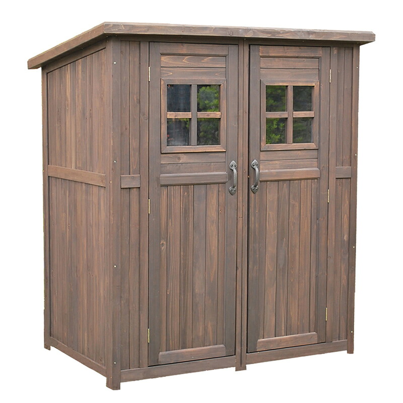 住まいスタイル カントリー小屋(大サイズ) DNS-0177DBR 物置 倉庫 収納庫 天然木 木製 庭 物入れ おしゃれ 大型 北欧 ナチュラル ガーデニング キャンプ｜金象本舗店