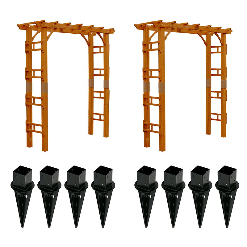 住まいスタイル 天然木製アーチ 190 2台(土中用金具セット) 「Flex Pergola」(フレックス パーゴラ) FLPG-R1900UB-2PSET アーチ 木製 ウッド 門 ゲート パーゴラ