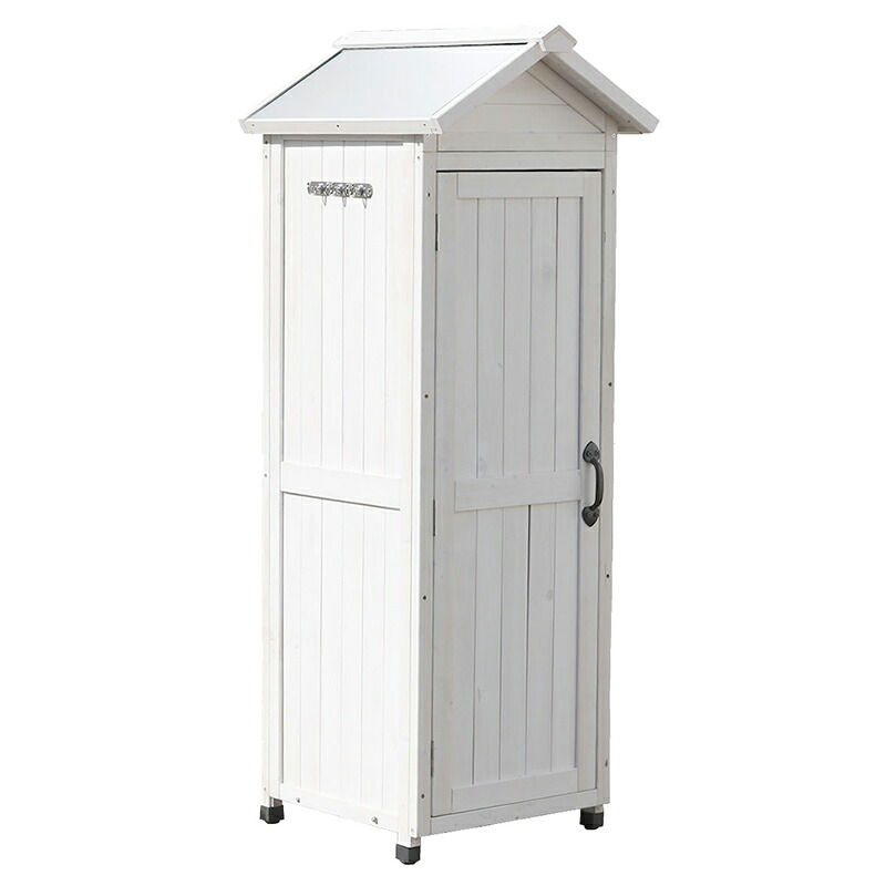 住まいスタイル 三角屋根スリム収納庫 KGRS1600S-WHT 物置 倉庫 収納庫 天然木 木製 庭 物入れ おしゃれ 大型 北欧 ナチュラル ガーデニング キャンプ|金象本舗店