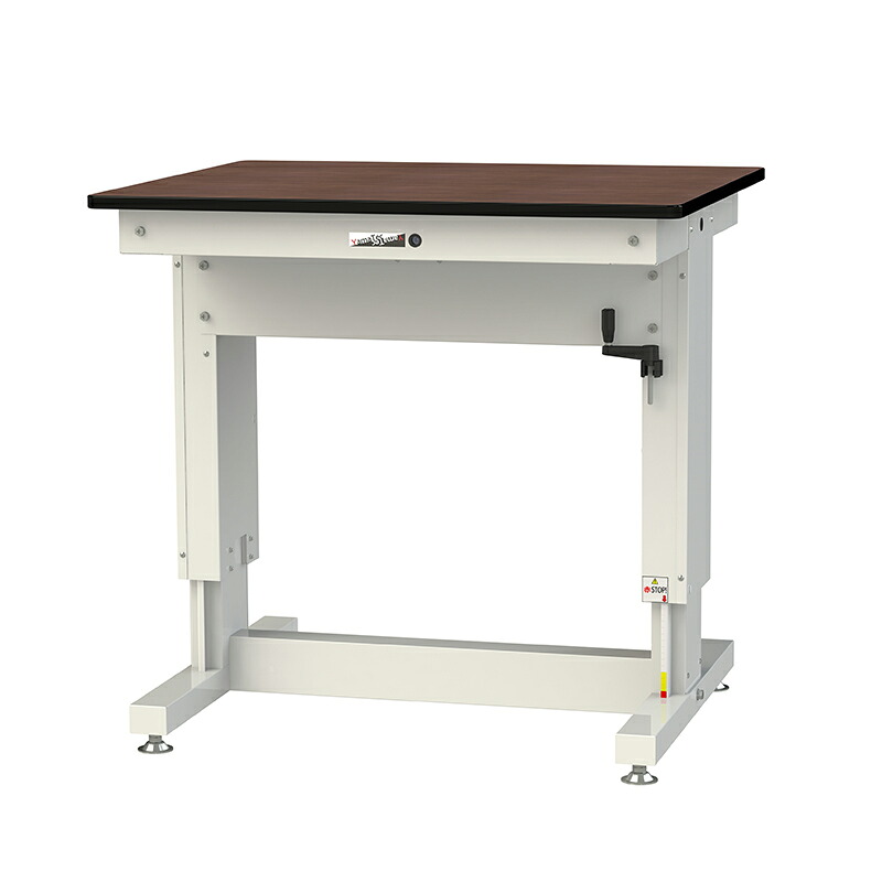 山金工業 ワークテーブル昇降タイプ 均等耐荷重(停止時300KG／昇降時100KG) H715MM～H1015MM メラミン天板(木目柄) SSM-975A-MW