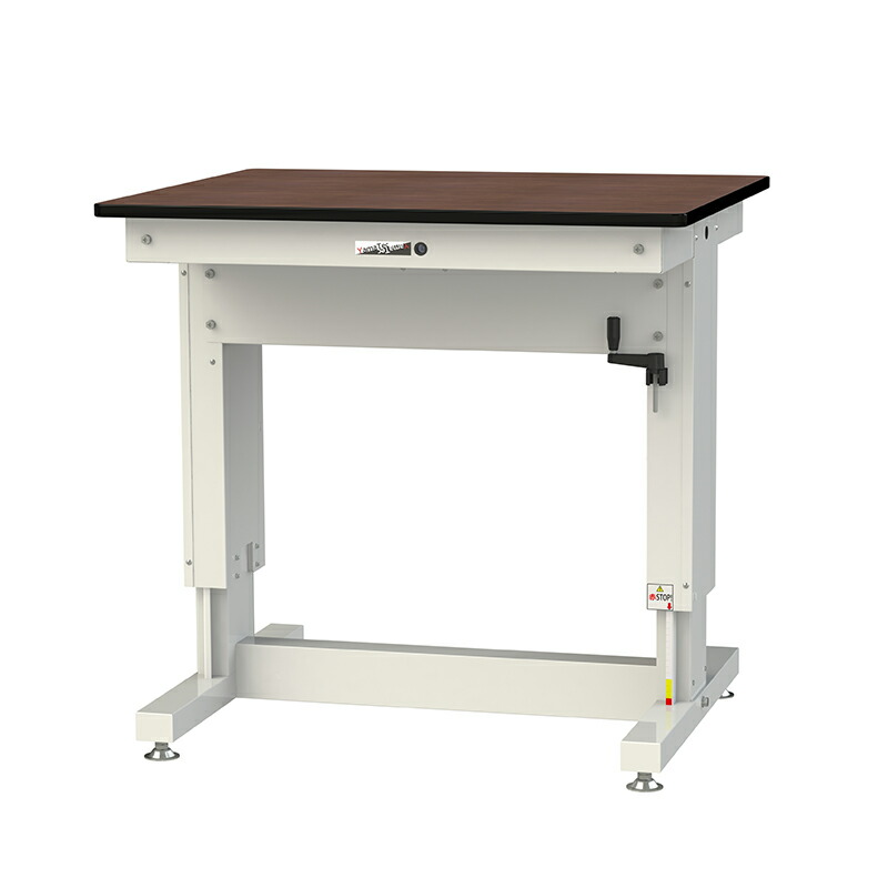 山金工業 ワークテーブル昇降タイプ 均等耐荷重(停止時300KG／昇降時100KG) H715MM～H1015MM ポリエステル天板(木目柄) SSP-975A-MW