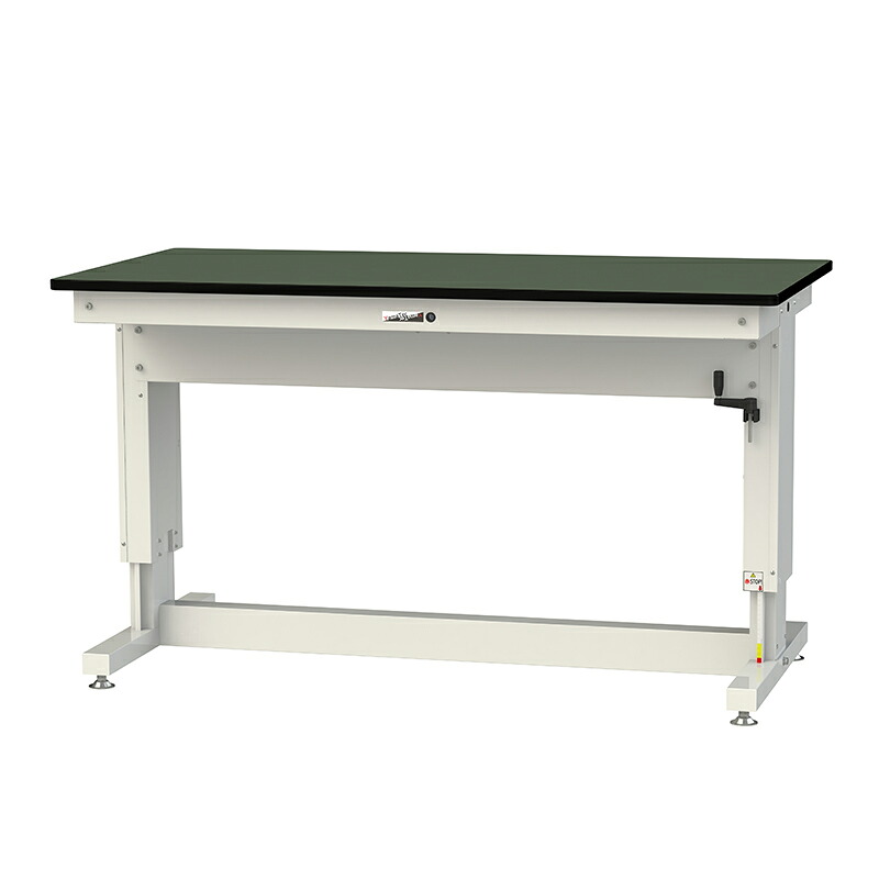 山金工業 ワークテーブル昇降タイプ 均等耐荷重(停止時300KG／昇降時100KG) H715MM～H1015MM 塩ビシート天板(グリーン) SSR-1575A-GW｜金象本舗店