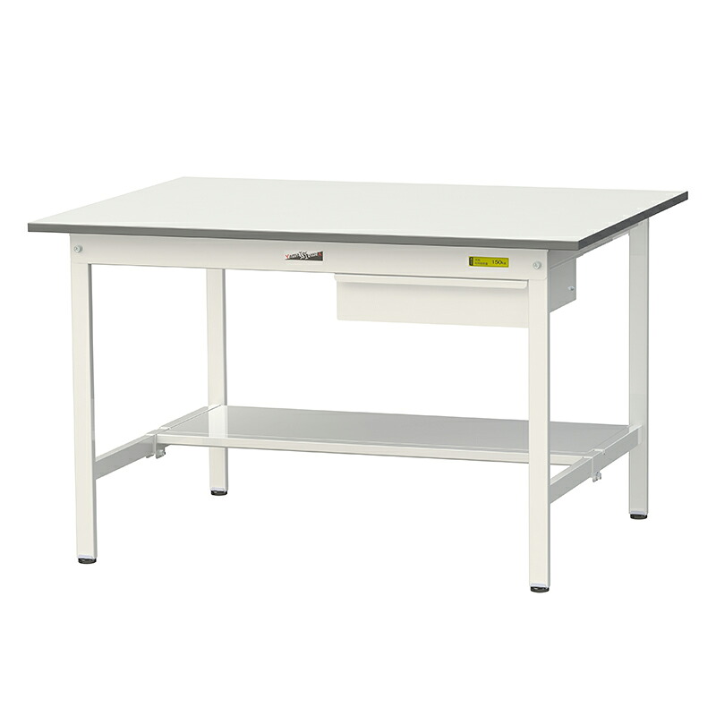 山金工業 ワークテーブル150シリーズ 均等耐荷重150KG 固定式 H740MM キャビネット付／半面棚板付 SUP-1290UT-WW