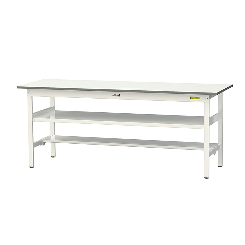 山金工業 ワークテーブル150シリーズ 均等耐荷重150KG 固定式 H740MM 中間棚付／半面棚板付 SUP-1860TF-WW