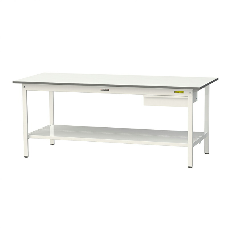山金工業 ワークテーブル150シリーズ 均等耐荷重150KG 固定式 H740MM キャビネット付／全面棚板付 SUP-1875UTT-WW