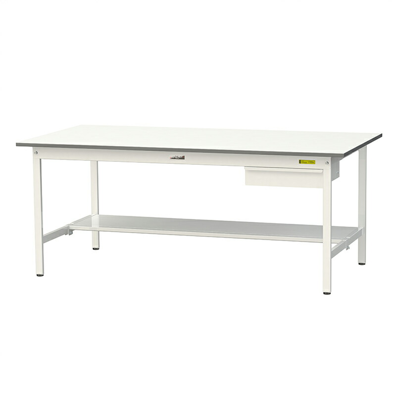 山金工業 ワークテーブル150シリーズ 均等耐荷重150KG 固定式 H740MM キャビネット付／半面棚板付 SUP-1890UT-WW