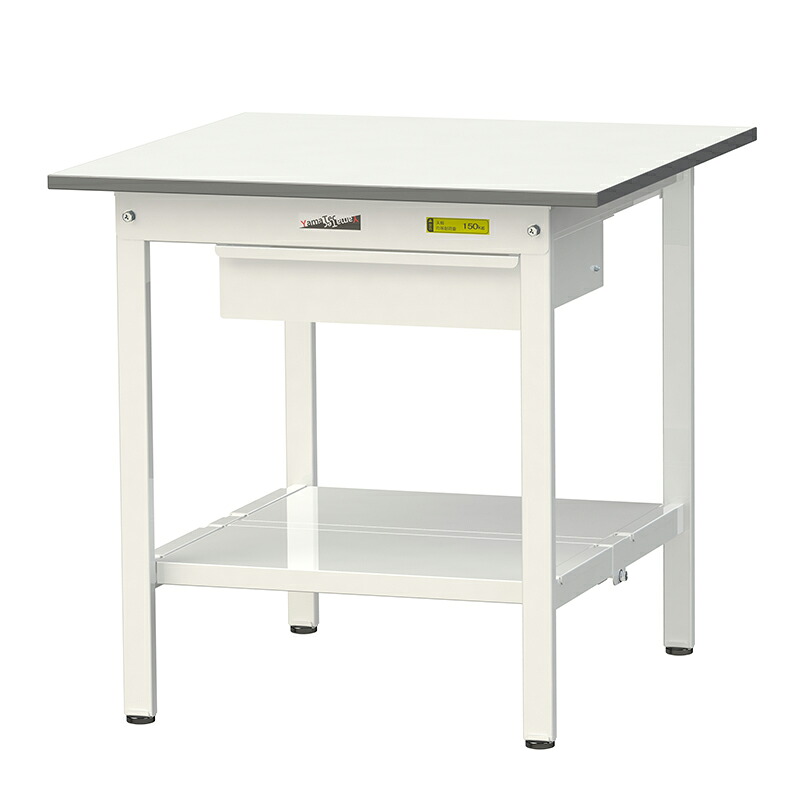 山金工業 ワークテーブル150シリーズ 均等耐荷重150KG 固定式 H740MM キャビネット付／全面棚板付 SUP-775UTT-WW