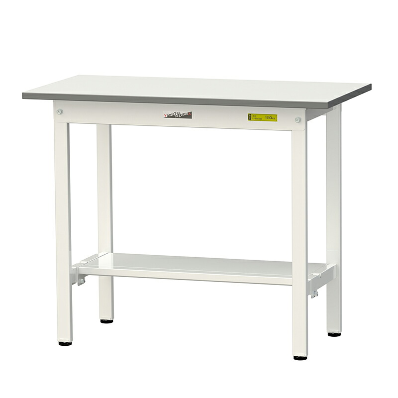 山金工業 ワークテーブル150シリーズ 均等耐荷重150KG 固定式 H740MM 半面棚板付 SUP-945T-WW