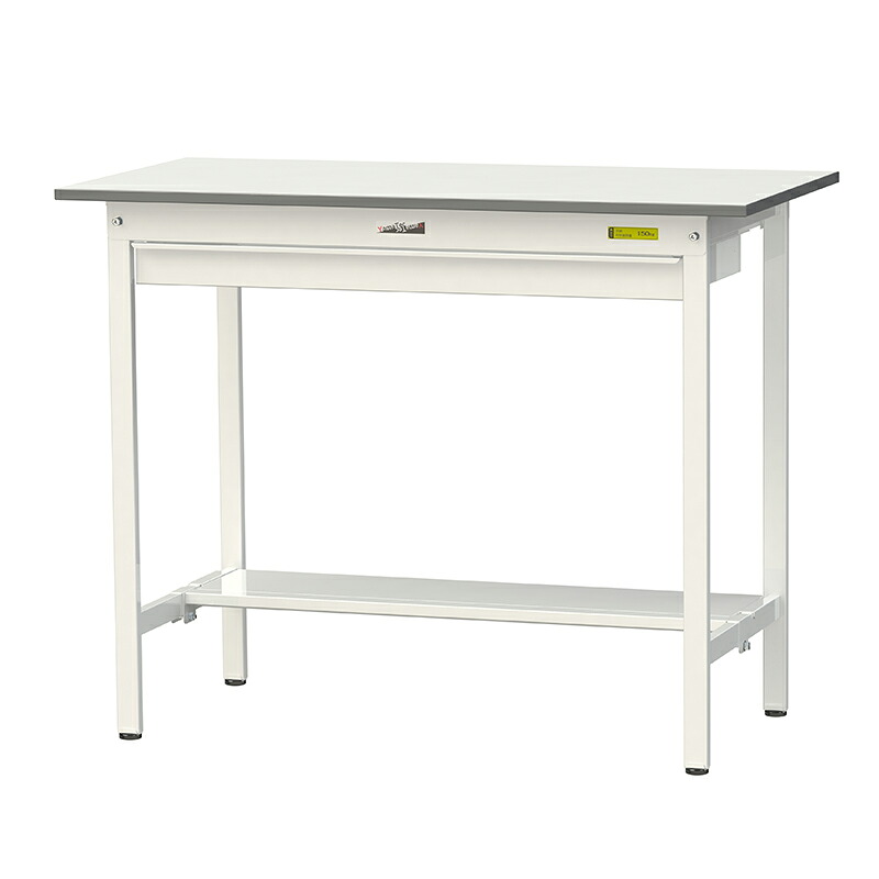 山金工業 ワークテーブル150シリーズ 均等耐荷重150KG 固定式 H950MM ワイド引出し付／半面棚板付 SUPH-1260WT-WW