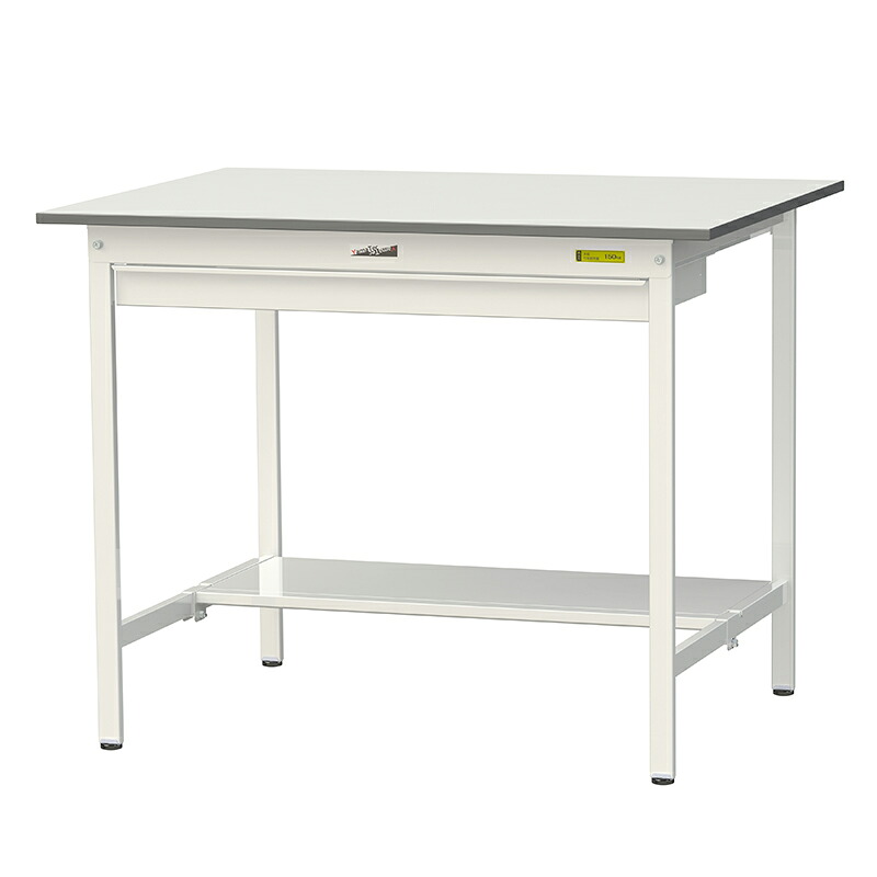 山金工業 ワークテーブル150シリーズ 均等耐荷重150KG 固定式 H950MM ワイド引出し付／半面棚板付 SUPH-1290WT-WW 34,385円