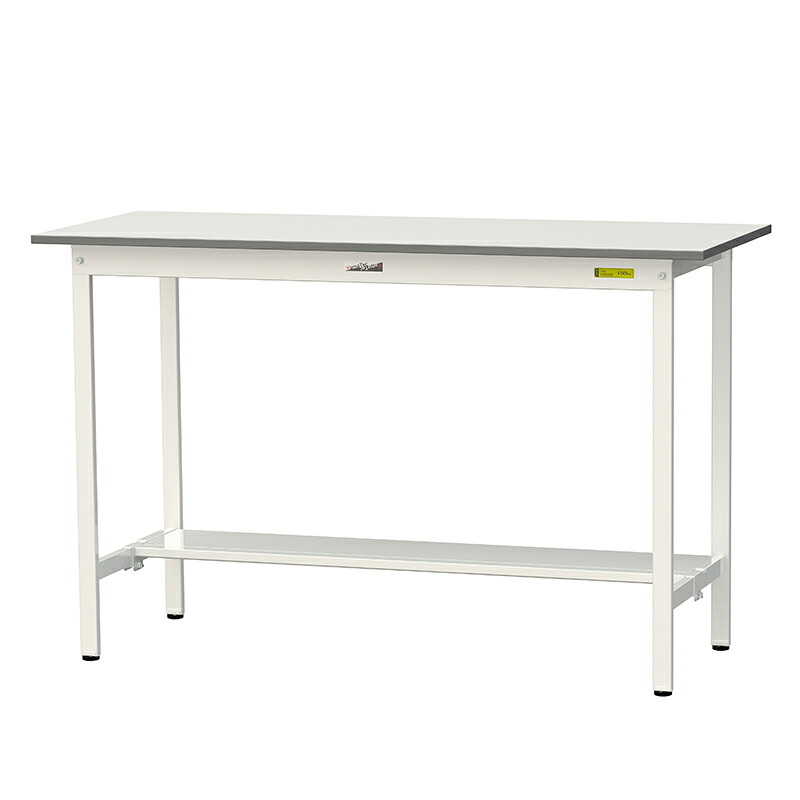 山金工業 ワークテーブル150シリーズ 均等耐荷重150KG 固定式 H950MM 半面棚板付 SUPH-1560T-WW|金象本舗店