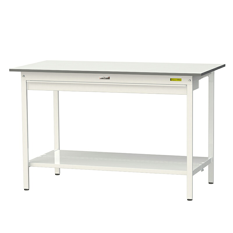 山金工業 ワークテーブル150シリーズ 均等耐荷重150KG 固定式 H950MM ワイド引出し付／全面棚板付 SUPH-1575WTT-WW 41,990円