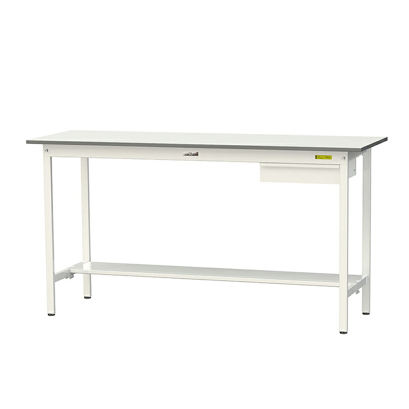 山金工業 ワークテーブル150シリーズ 均等耐荷重150KG 固定式 H950MM キャビネット付／半面棚板付 SUPH-1860UT-WW