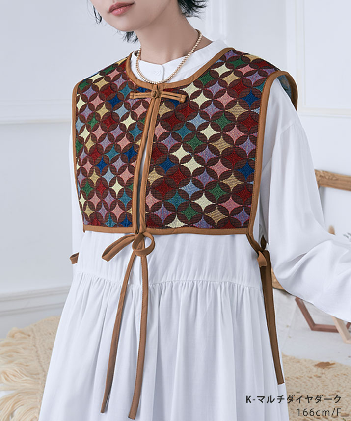 古着 ビンテージ 70s 80s  ベスト ビスチェ カスタム カラフル ビンテージ~70's○Vickiレディース刺繍入りコットンベストsize 5