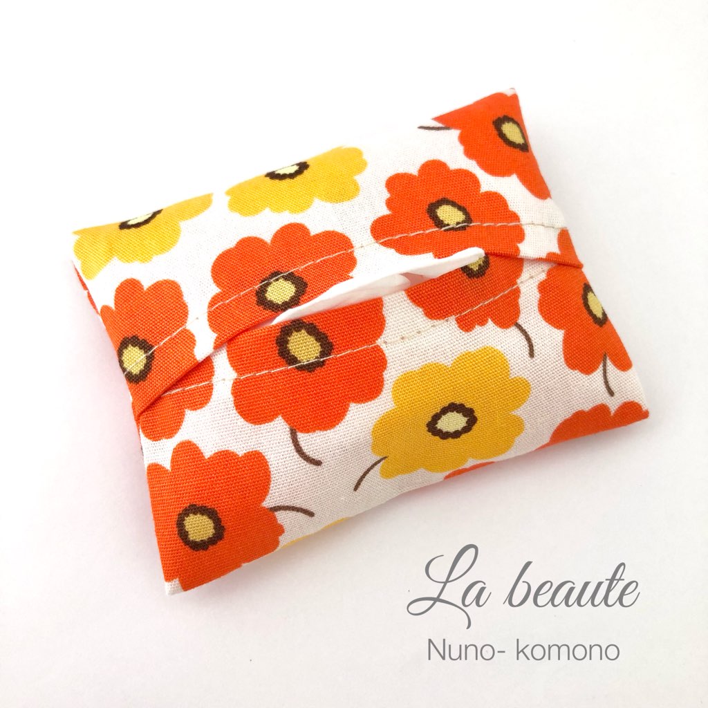 ポケットティッシュケース ミニ お花オレンジ 子供 子ども 子供用 女の子 ミニサイズ かわいい ポケットティッシュカバー サイズ クリスマス特集22