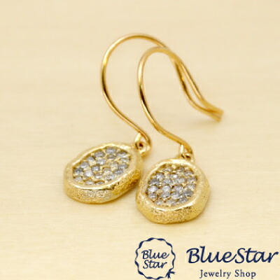 ダイヤモンドポイントデザインピアス(つや消し・ダイヤ) BlueStar|キラキラ宝石店 by 代官山BlueStar