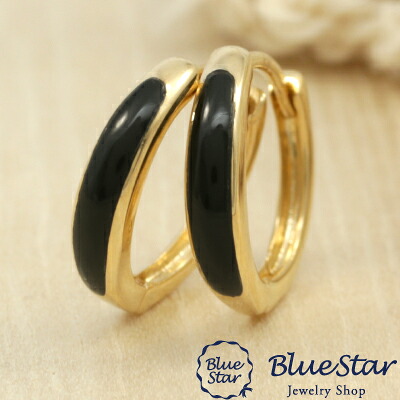 【2mm×10mm】中折れピアス オニキスライン デザイン K18YG 　BlueStar
