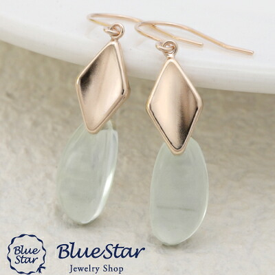 やわらかなクリアグリーンが特徴的なフックピアス BlueStar グリーンアメジストをシンプルにゴールドでデザインしたシンプルなデザインが大人のおしゃれを演出|キラキラ宝石店 by 代官山BlueStar