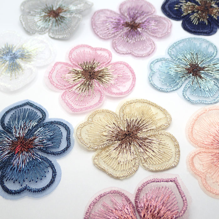 楽天市場】刺繍レースフラワーモチーフ ぷっくり4弁花 10個 全10