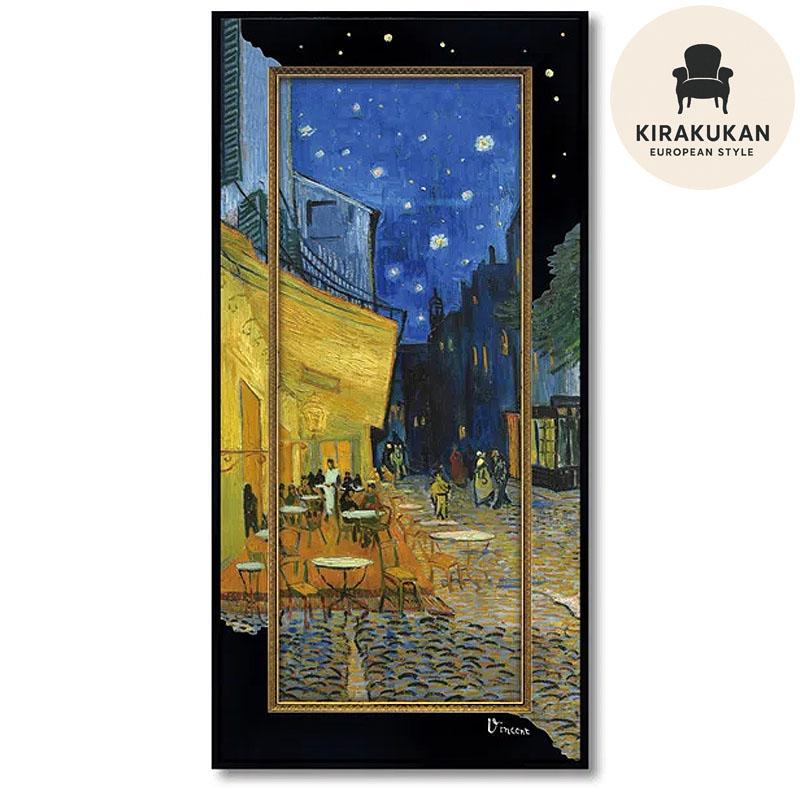 絵画 インテリア ゴッホ 名画「 夜のカフェテラス 」 ゴッホ Gogh オランダ画家 絵画 インテリア 壁掛け 絵画 額入り 絵画 ポスター 絵画 海 インテリア 雑貨 アンティーク 調 風景 インポート 玄関 複製画｜輸入家具・雑貨の専門店　木楽館