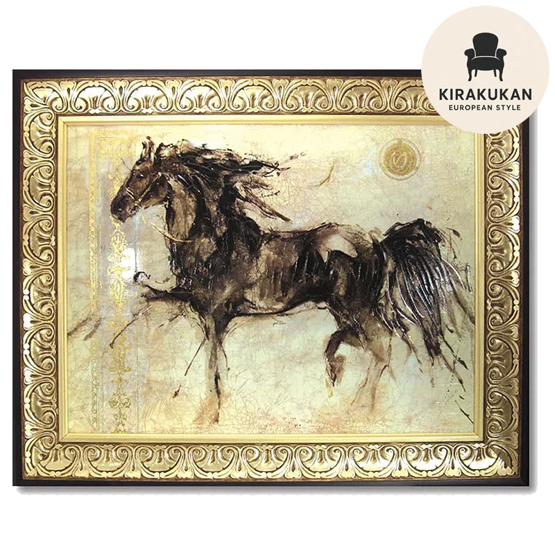 絵画 インテリア ゴットフライドマルタ作「 ウィング ラン 」 100cm角 勝馬 絵画 インテリア 壁掛け 絵画 額入り 絵画 インテリア 雑貨 アンティーク 調 風景 インポート 玄関 複製画｜輸入家具・雑貨の専門店　木楽館
