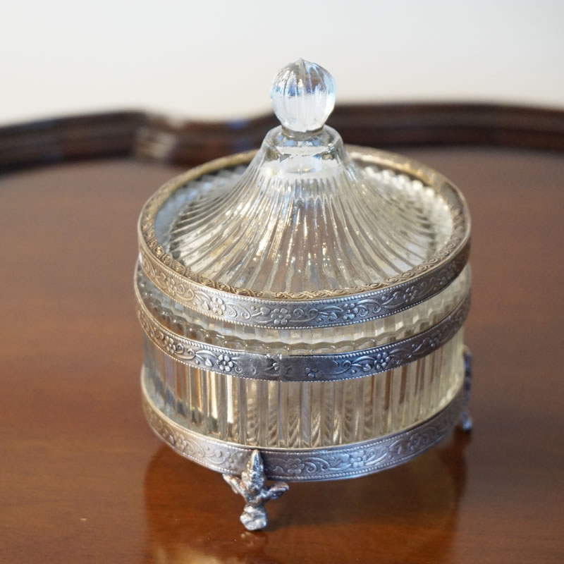 楽天市場】ガラスボックス リボン 丸 シルバー 小物入れ