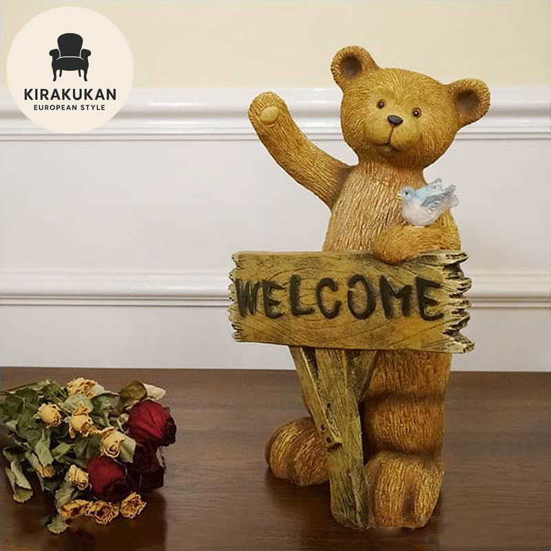 楽天市場】くまの置物 ウエルカム くまさん 鳥 N11224 動物