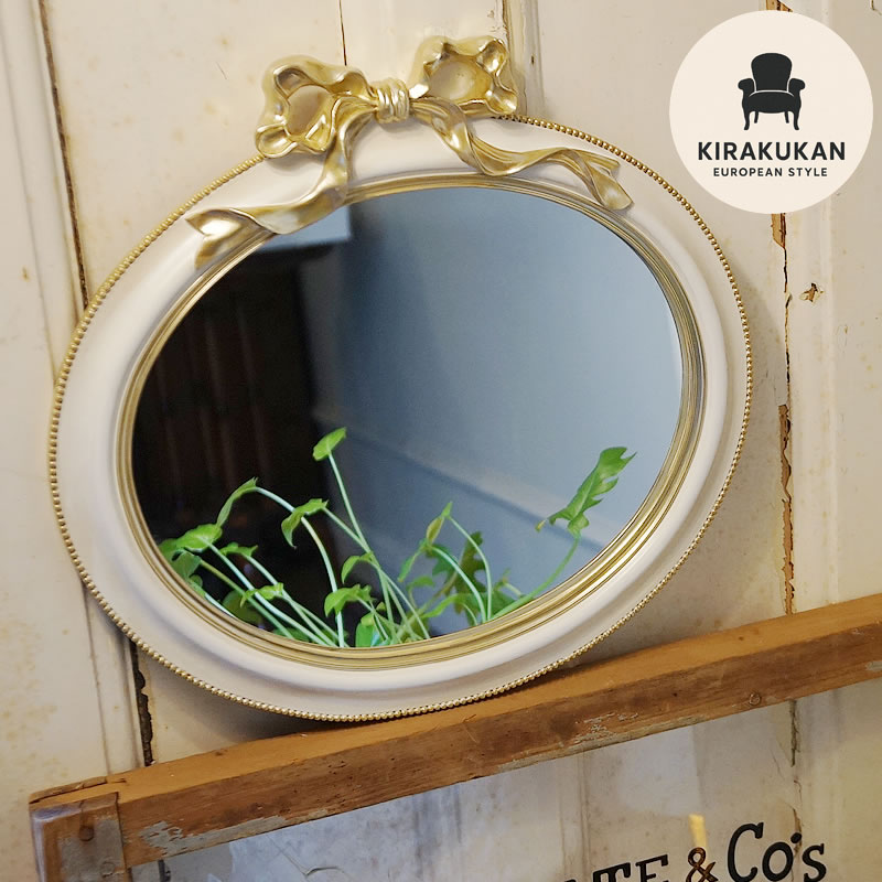 アンティーク イタリア製 フラワー ミラー ホワイト 75×95