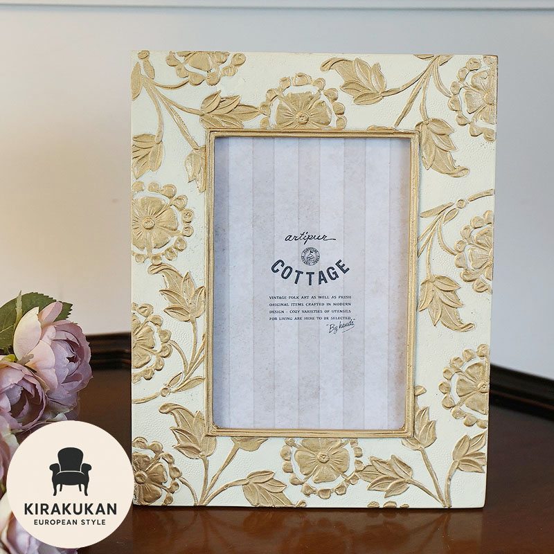 楽天市場】薔薇のフォトフレーム ローズ ホワイト ゴールド 写真立て