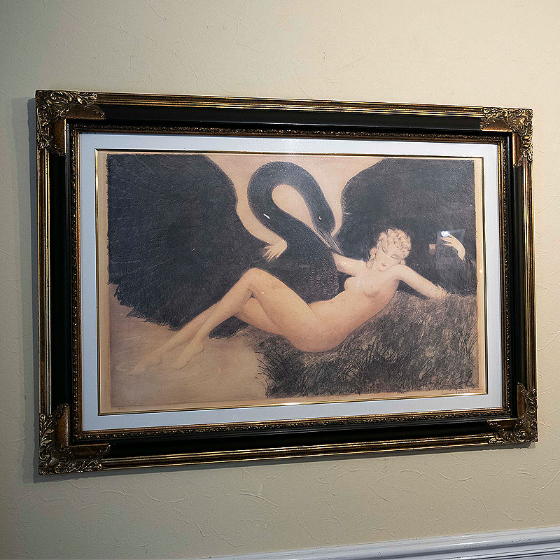 ルイ イカール画 「 レダとスワン 」「Leda and the Swan」 オフセット 限定版 サインあり ビンテージ 絵画 インテリア 壁掛け 絵画 額入り 絵画 ポスター 絵画 海 インテリア 雑貨 アンティーク アンティーク調 風景 動物 ヨーロピアン インポート