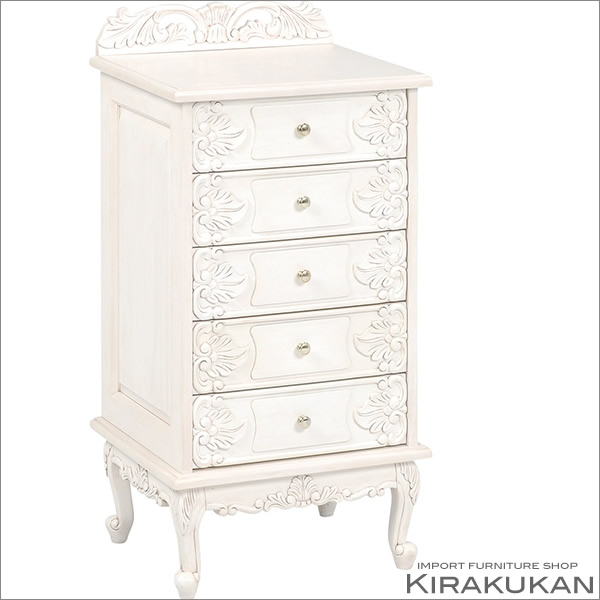 Violetta ヴィオレッタ 5段チェスト アンティーク家具 イタリア家具 インポート家具 クラシック シャビーシック ハイチェスト フランス家具 ホワイト ヨーロピアン ロココ調 ロマンチック 姫家具 姫系 白家具おしゃれ 輸入家具 全ての 5段チェスト