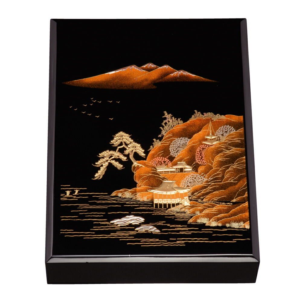 【50%OFF 二分の一】木製 かぶせ寄託図書館 黒 景観景 蒔絵 33珊 A4相応う 書きもの入れ 小入れもの 塗師細工 差し上げ物 差し上げ物 差し上げ物 御前上等 書きもの容れもの 雁の使い入れ 書きもの取り片づける 容れもの 箱 日本製