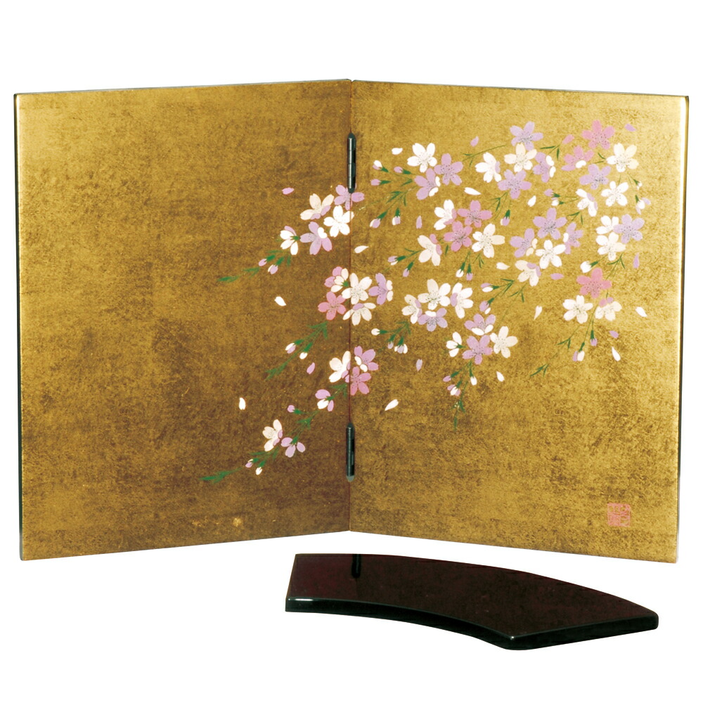 【店頭展示品】 純金箔　蒔絵屏風　牡丹　300×605×15ｍｍ　純金箔貼り 楽天市場】金箔 蒔絵屏風 桜 : 金箔逸品工芸 箔打屋