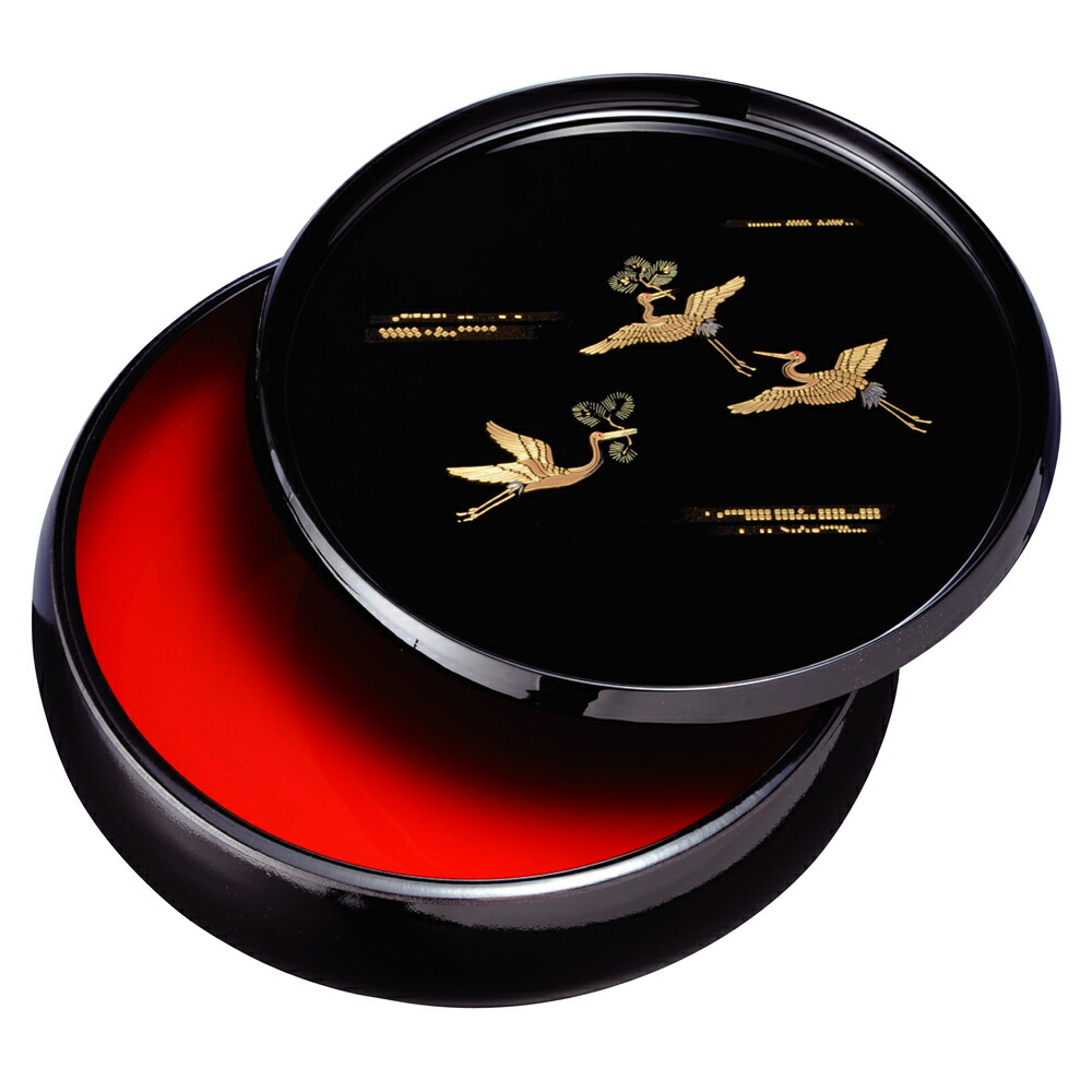 楽天市場】【最大300円クーポン有】 菓子器 金雲昇鶴 丸盆付 溜 菓子鉢