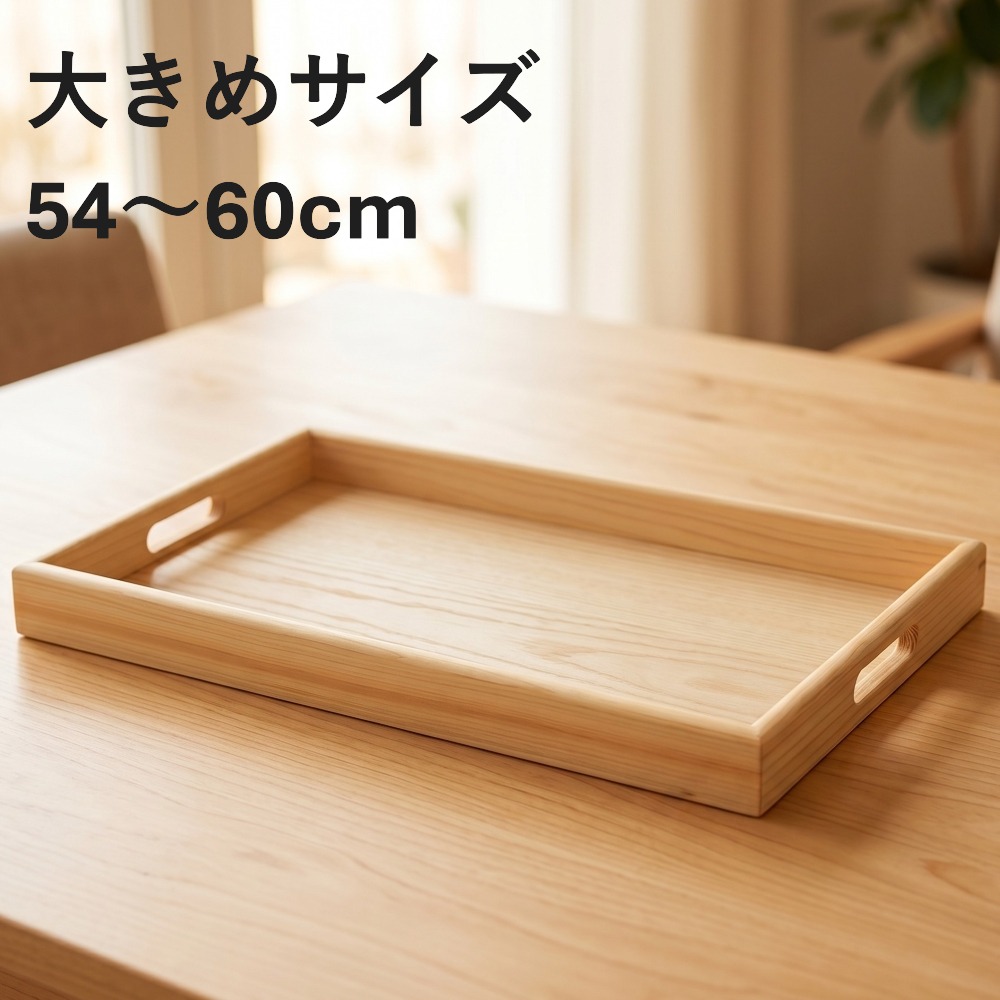【全品ポイント5倍 7/30限定】お盆 トレー 大きい 木製 長手盆 白木 紀州匠 54～60cm おしゃれ 可愛い 大きめサイズ 長方形 大型 日本製 国産 おぼん トレイ 人気 ギフト プレゼント 贈り物 新築祝い｜紀州器楽や