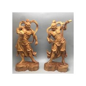 木彫 総柘植材 木彫仏像 仏教美術 精密細工 金剛力士像 仏師手仕上げ品 彫刻 オブジェ 仏像｜煌めきサロン