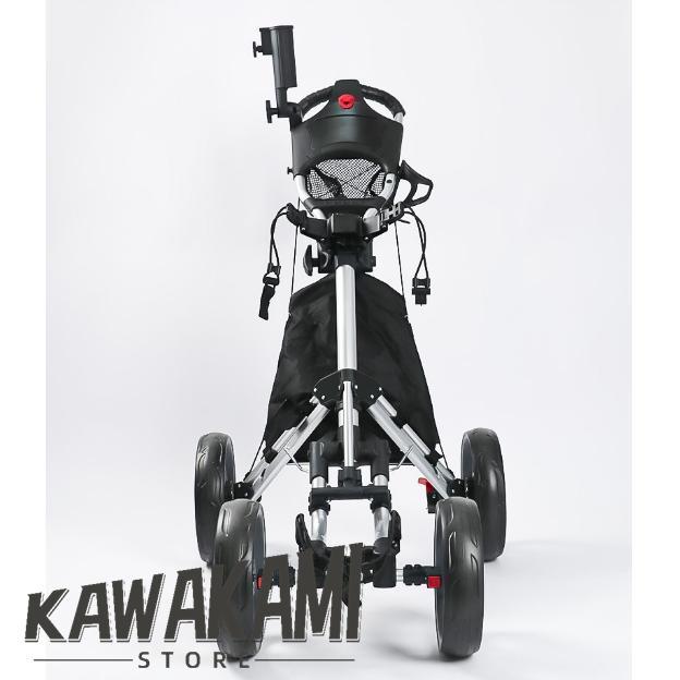 ゴルフうしろ押し手押し車 ゴルフ用手押し車 プッシュプルゴルフカート 4輪折りたたみ式ゴルフ路面電車、ドリンク瓶付き添い人開閉が飾り気の無い 軽銀アロイ製 読み合わせる納めるお引き回しゴ