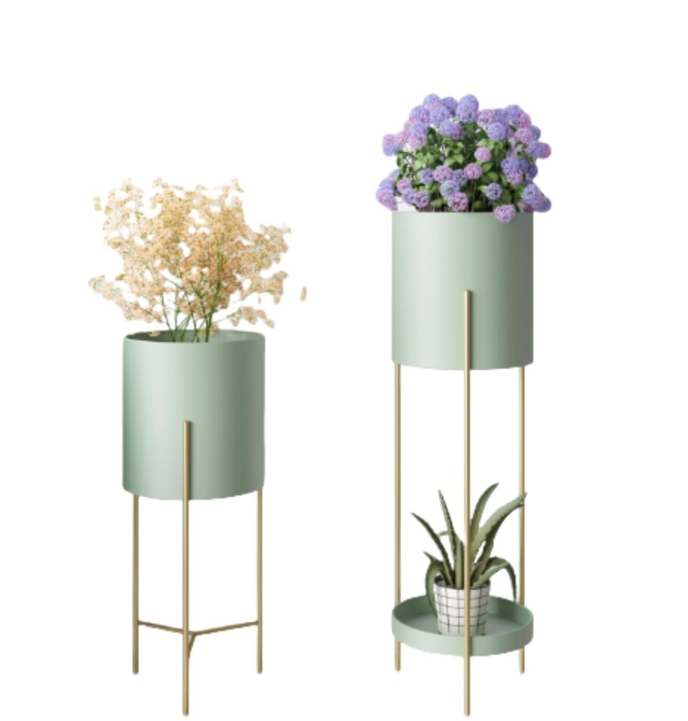 2層鉄製防錆雨合羽観葉草木30kg耐荷重お花照明ランプ鉢照明ランプ組み立て分かりやすい (ラージダブル,緑であること) その他-日用品雑貨・文房具・手芸