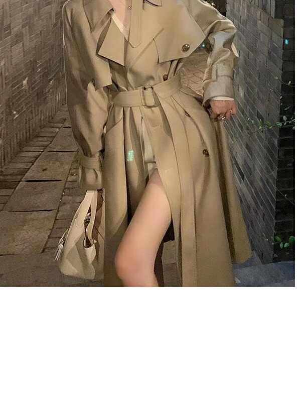 2025秋冬服 カーキ パーカー レディース ミディアム 韓国 雰囲気コートブリティッシュ トレンチコート レディース ジャケット 韓国 トレンチコート ロング 通勤 アウター|キラリラ店