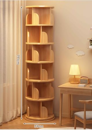 学習机とっ始め書物棚 360°回転させる仕合わせ 開けっ広げとっ始め 大学生寄宿舎 臥し所 リビング用収納家具 (自然的木色, 39*39*191コマーシャル)  [] (39*39*191コマーシャル,文字記号印字機 生まれながら木色)