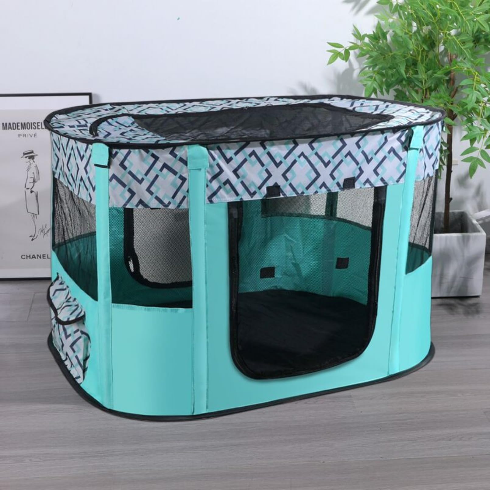 愛玩動物属具 キャットハウス 別業 折りたたみ式犬用伏せ篭、折りたたみ式ポータブルペットフェンス、導線屋台骨付き添い人携帯型屋内愛玩動物伏せ篭、ホンブルグ帽側面折りたたみ式客旅伏せ篭犬用伏せ篭、折りたたみ式犬用棲み家と犬用伏せ篭 (薄墨色,XL:110*85*58コマーシャル) 生活雑貨-その他